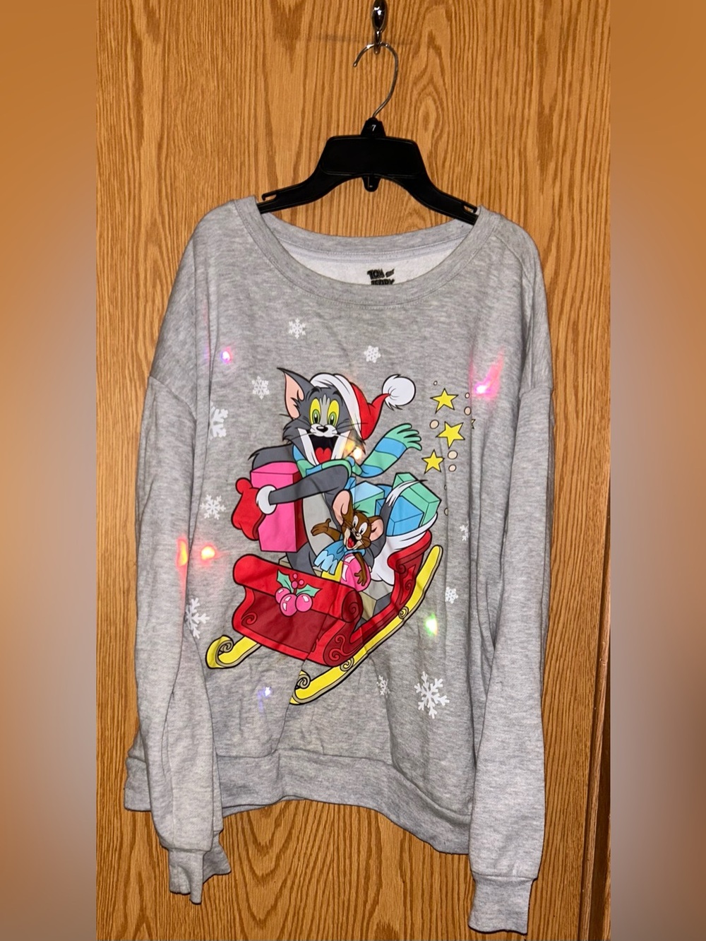Tom & Jerry Grey Holiday Graphic Sweatshirt/Light up